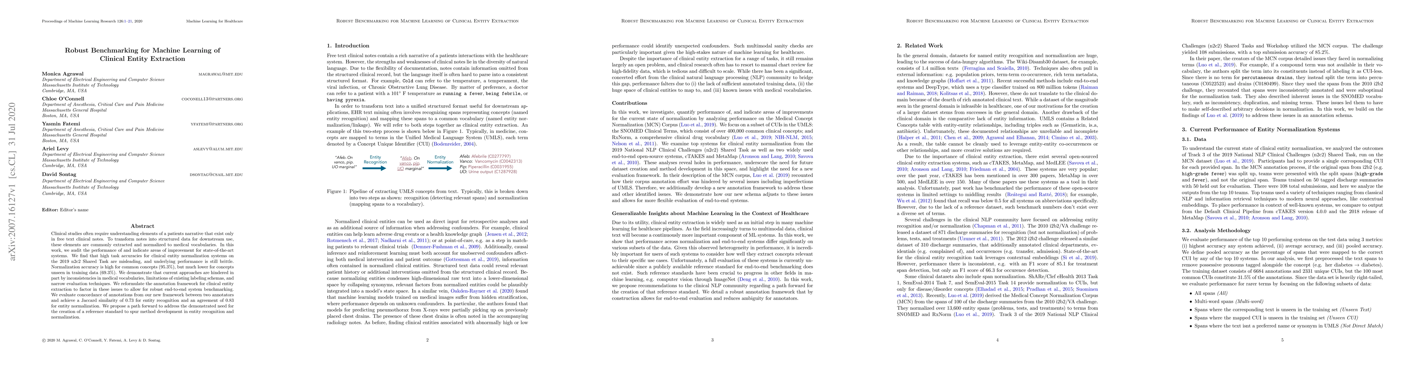Thumbnail for Robust Benchmarking for Machine Learning of Clinical Entity Extraction