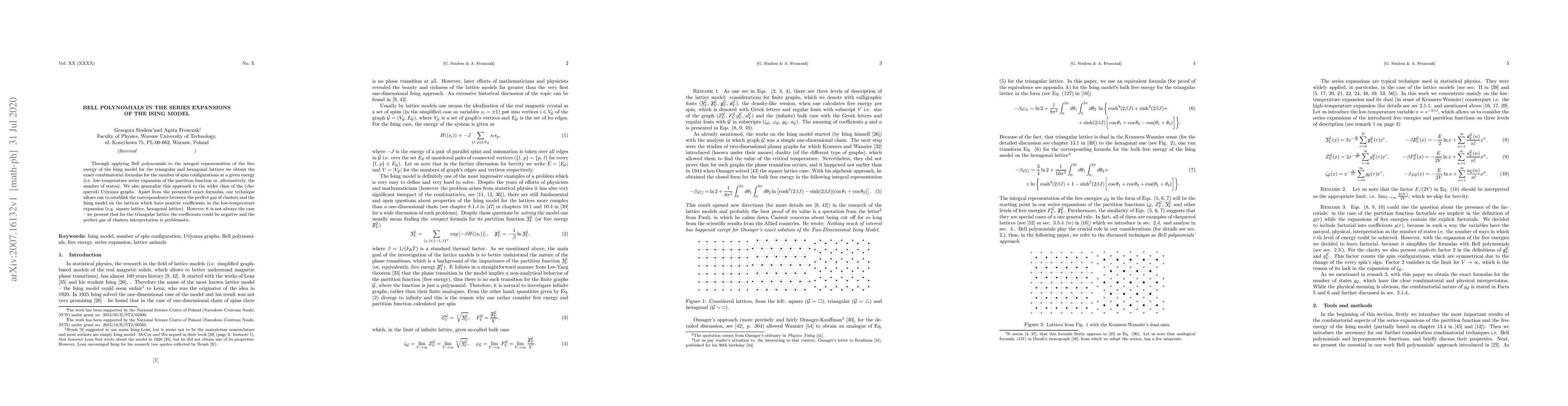 Thumbnail for Bell polynomials in the series expansions of the Ising model