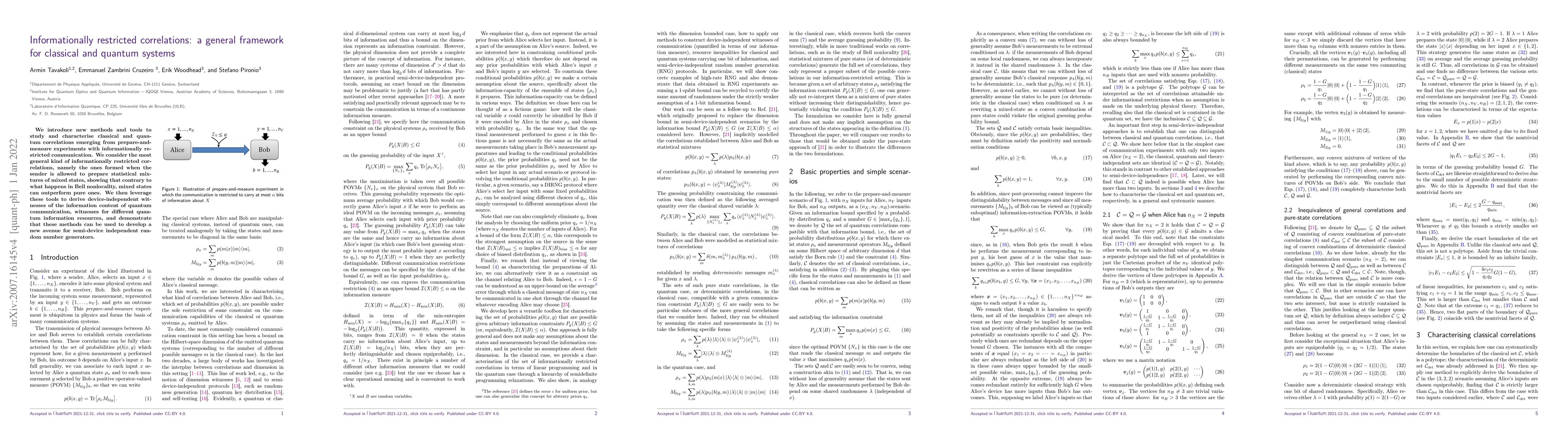 Thumbnail for Informationally restricted correlations: a general framework for
  classical and quantum systems