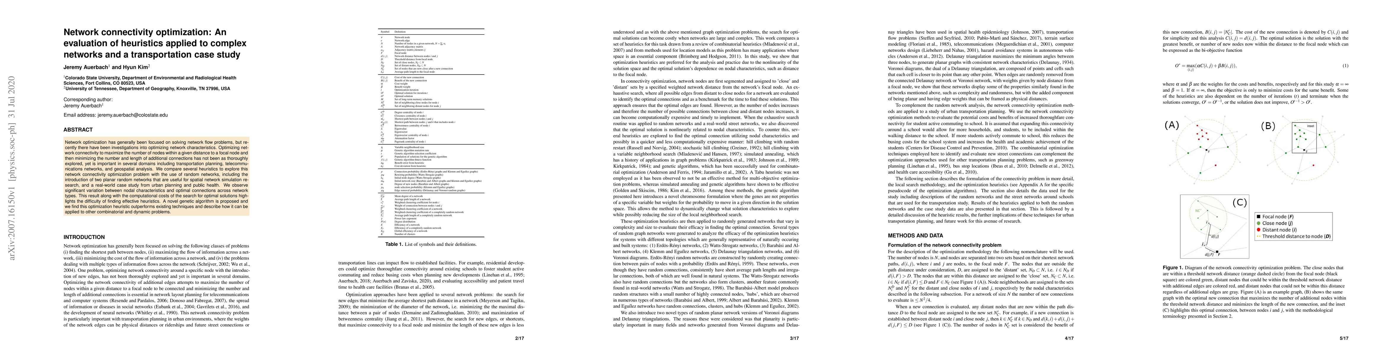 Thumbnail for Network connectivity optimization: An evaluation of heuristics applied
  to complex networks and a transportation case study