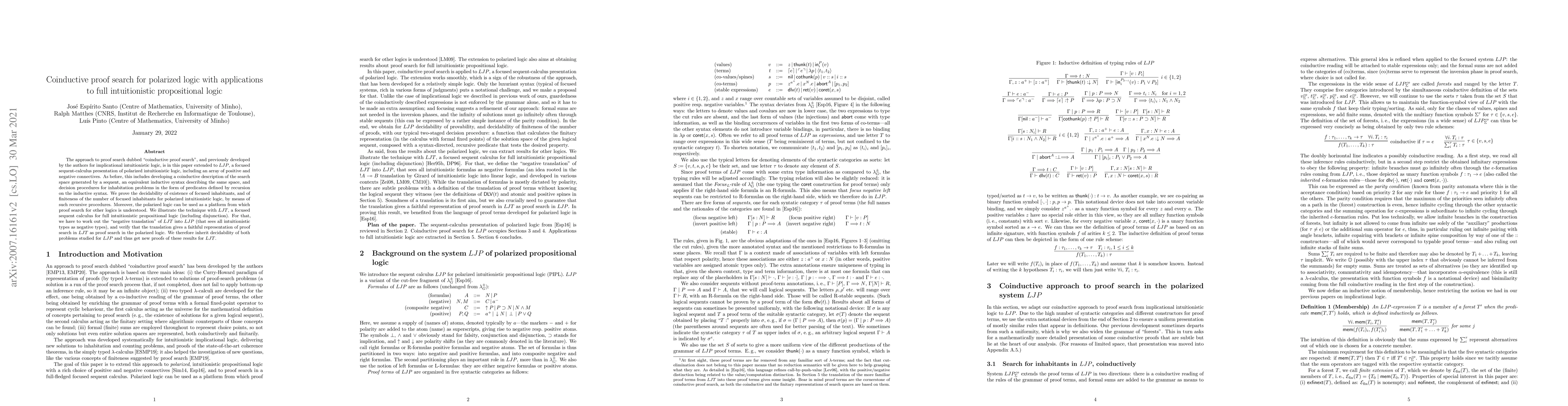 Thumbnail for Coinductive proof search for polarized logic with applications to full
  intuitionistic propositional logic