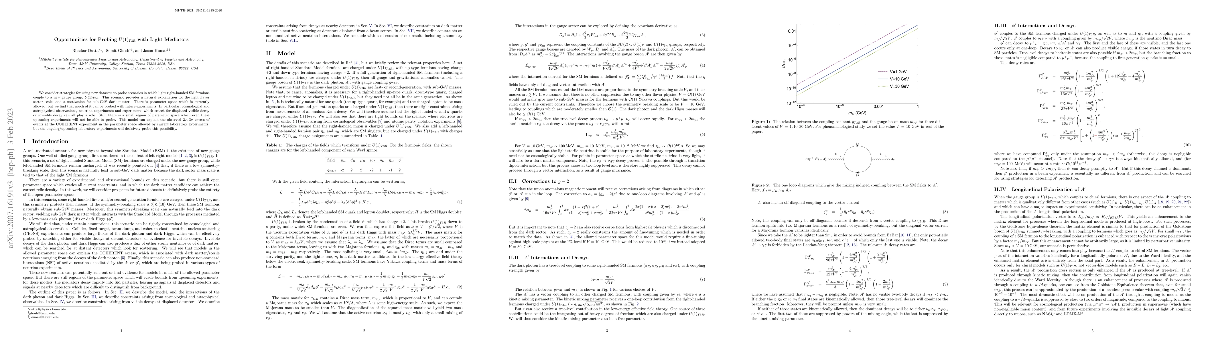 Thumbnail for Opportunities for probing $U(1)_{T3R}$ with light mediators