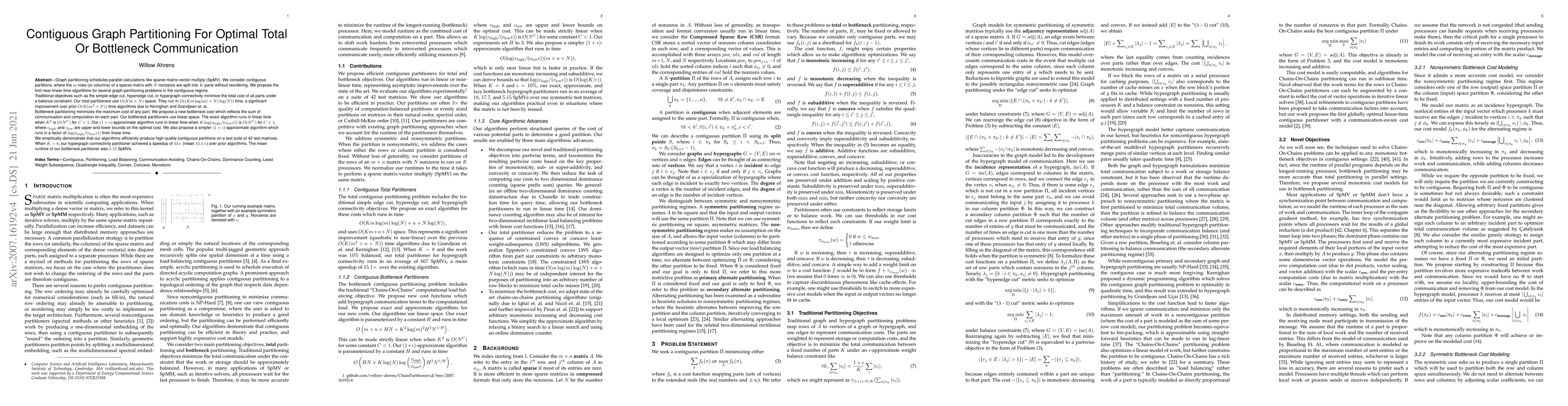 Thumbnail for Contiguous Graph Partitioning For Optimal Total Or Bottleneck
  Communication
