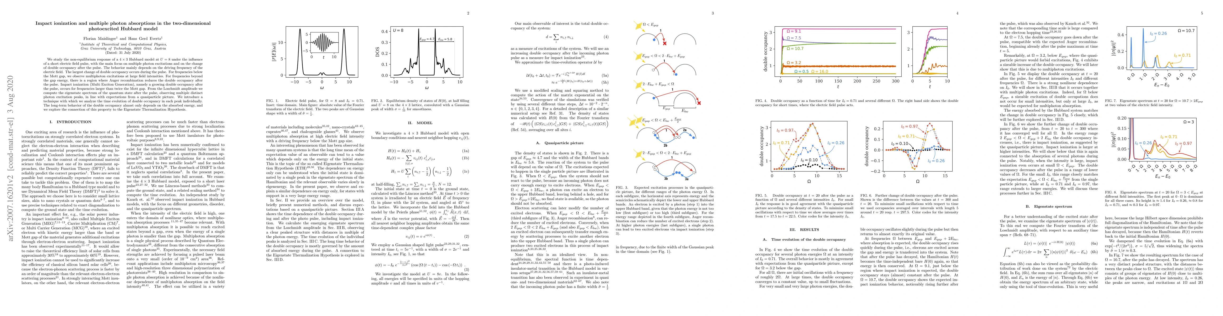 Thumbnail for Impact ionization and multiple photon absorptions in the two-dimensional
  photoexcited Hubbard model
