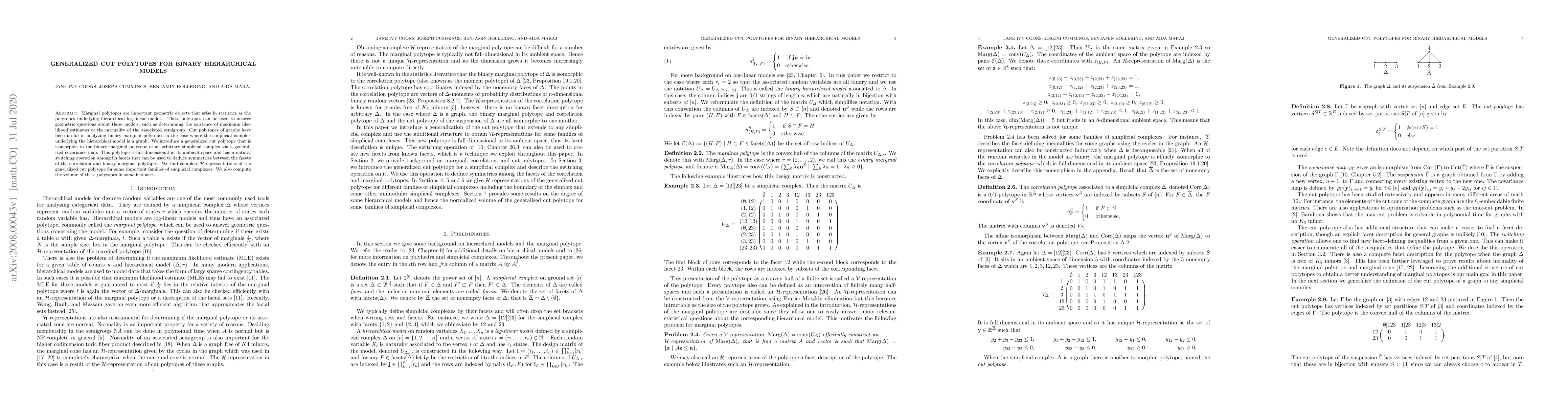 Thumbnail for Generalized Cut Polytopes for Binary Hierarchical Models