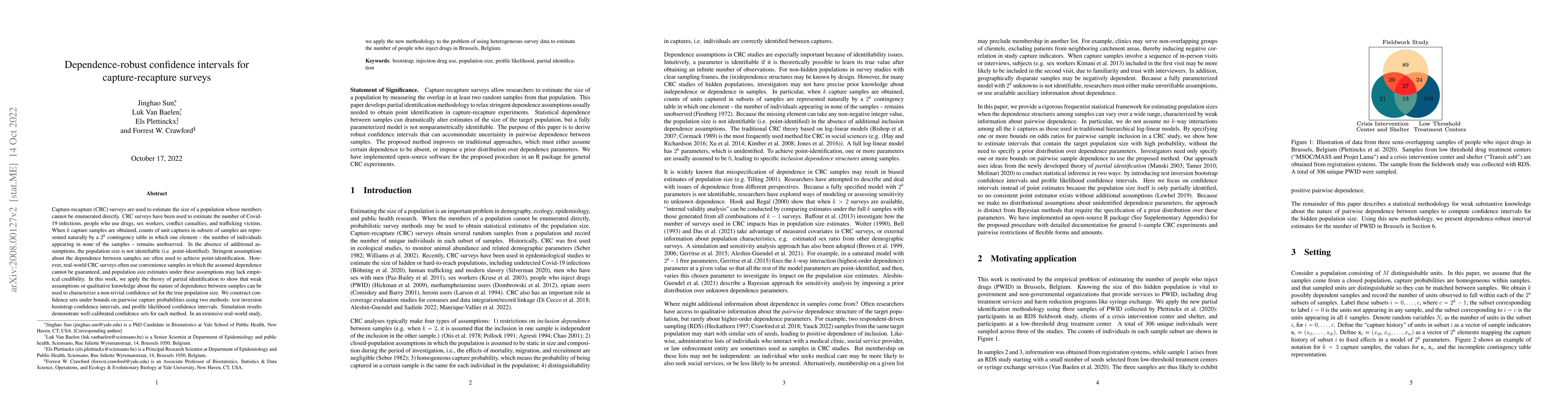 Thumbnail for Dependence-robust confidence intervals for capture-recapture surveys