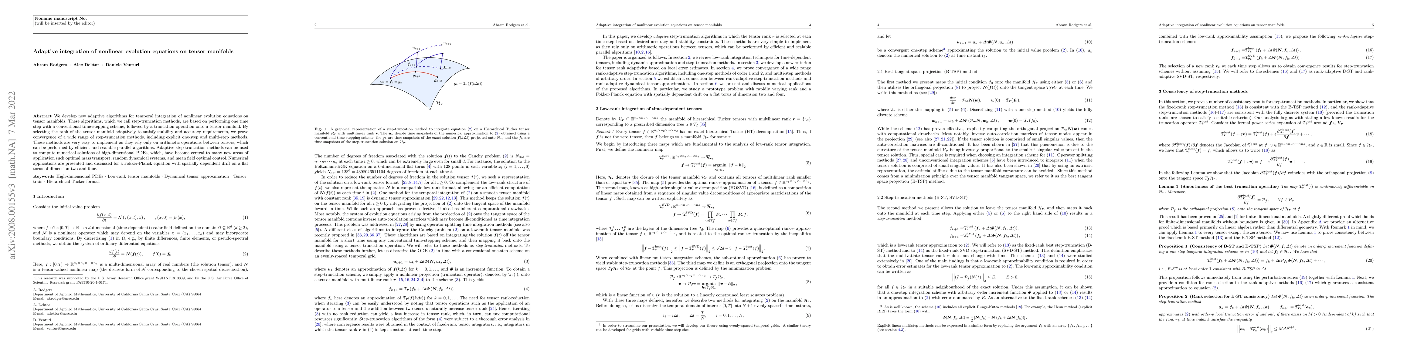 Thumbnail for Adaptive integration of nonlinear evolution equations on tensor
  manifolds