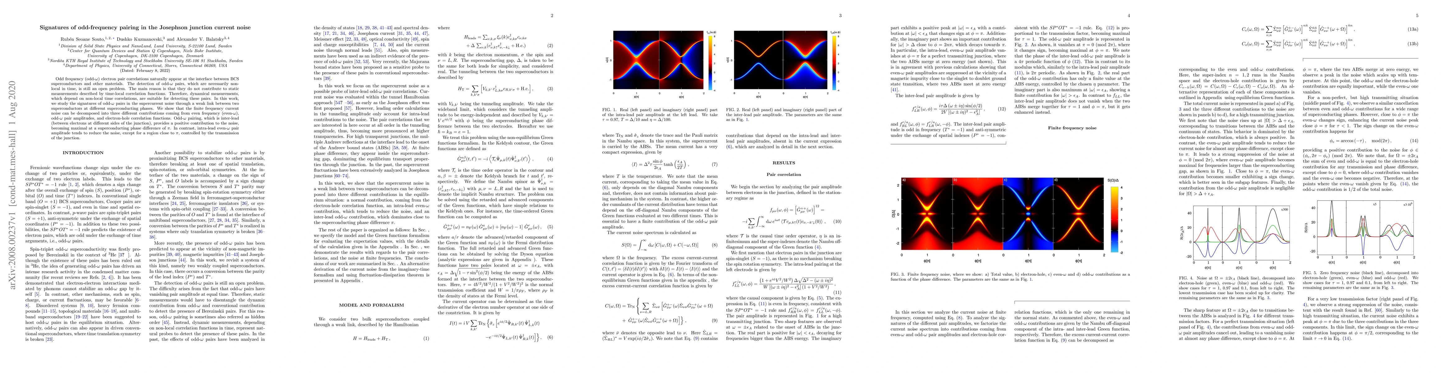 Thumbnail for Signatures of odd-frequency pairing in the Josephson junction current
  noise