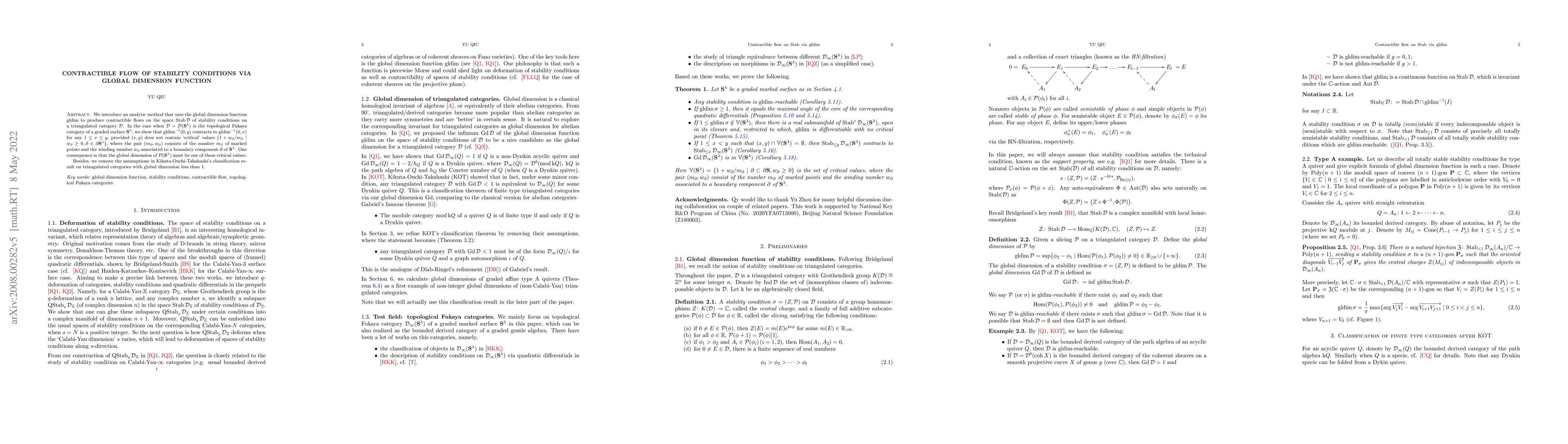 Thumbnail for Contractible flow of stability conditions via global dimension function