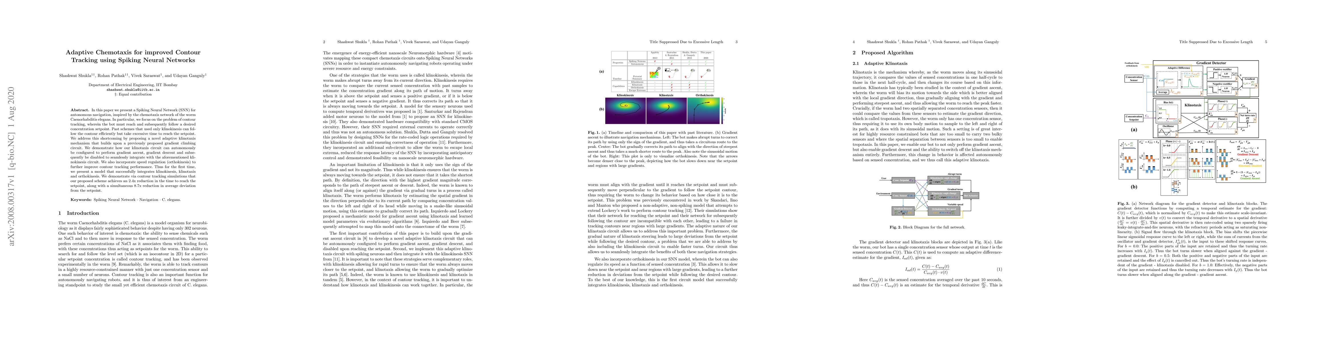 Thumbnail for Adaptive Chemotaxis for improved Contour Tracking using Spiking Neural
  Networks