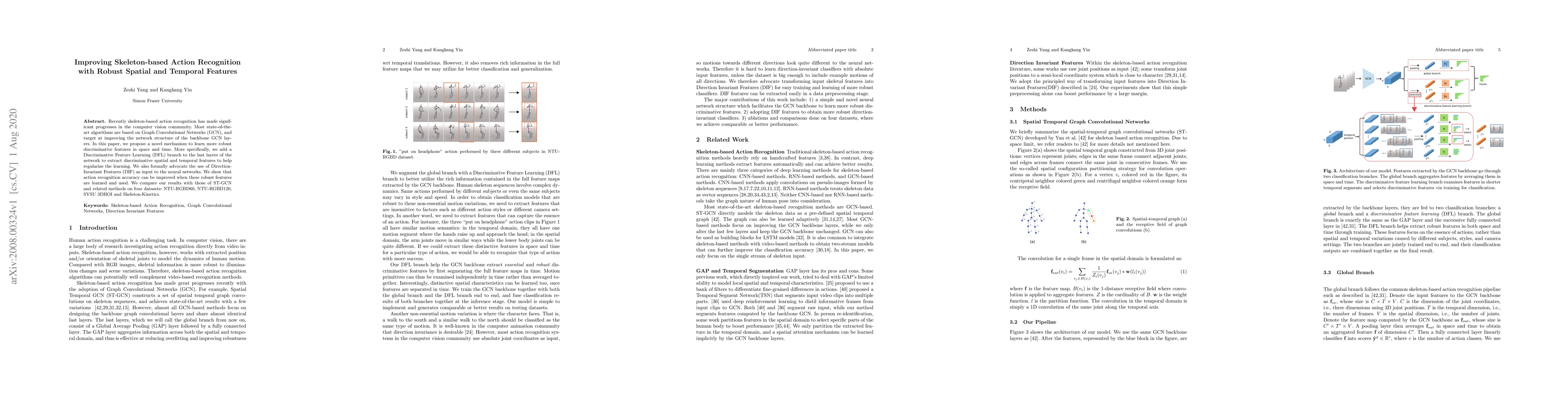 Thumbnail for Improving Skeleton-based Action Recognitionwith Robust Spatial and
  Temporal Features