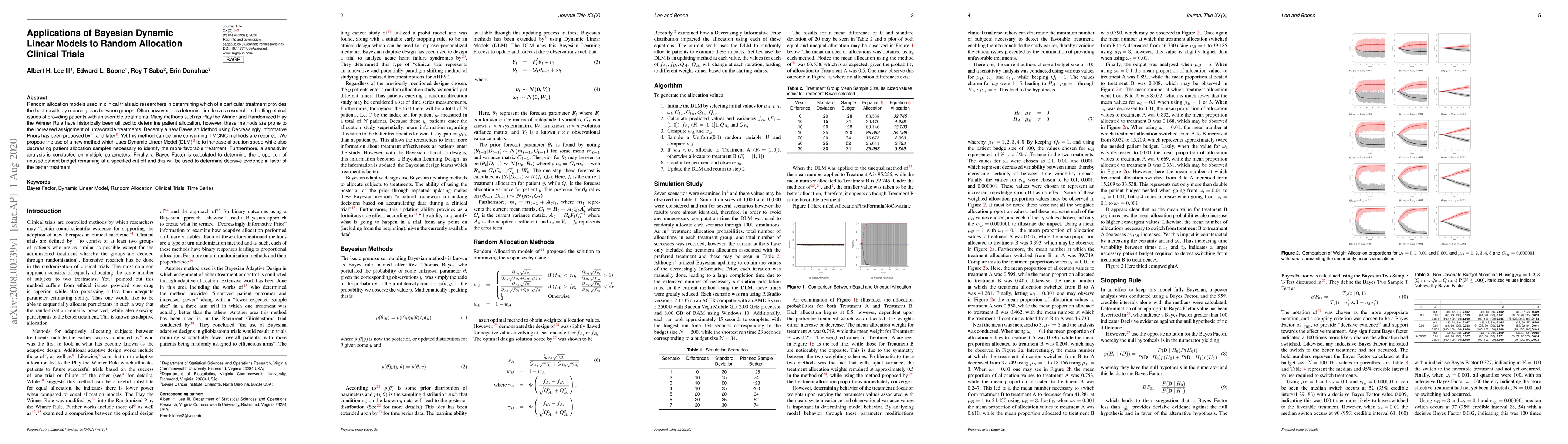 Thumbnail for Application of Bayesian Dynamic Linear Models to Random Allocation
  Clinical Trials