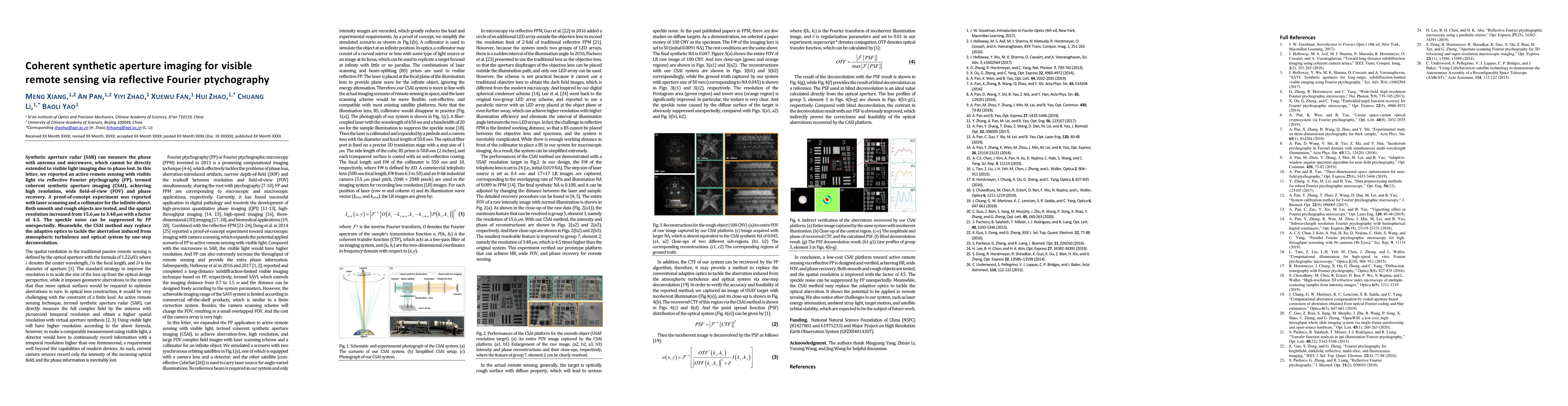 Thumbnail for Coherent synthetic aperture imaging for visible remote sensing via
  reflective Fourier ptychography