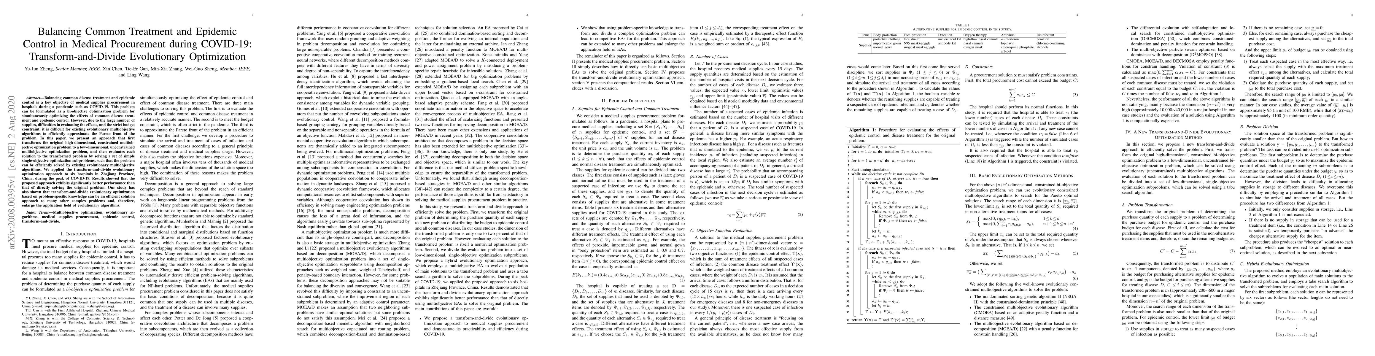 Thumbnail for Balancing Common Treatment and Epidemic Control in Medical Procurement
  during COVID-19: Transform-and-Divide Evolutionary Optimization