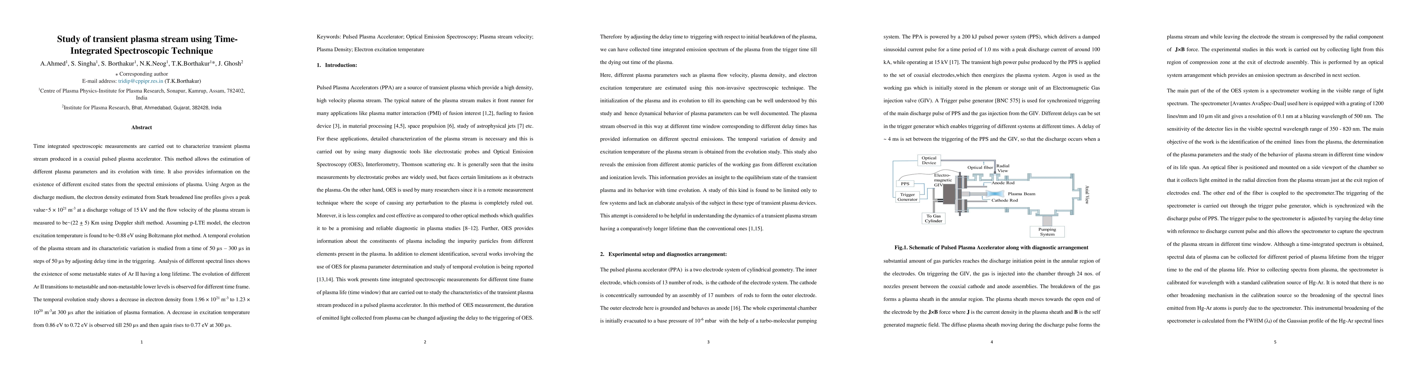Thumbnail for Study of transient plasma stream using Time-Integrated Spectroscopic
  Technique