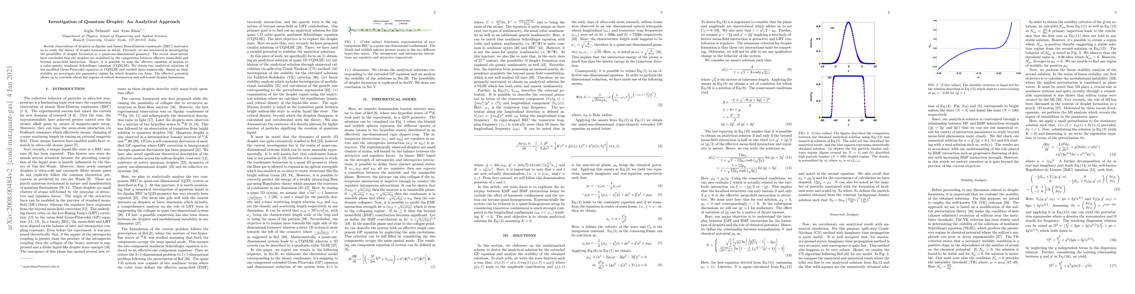 Thumbnail for Investigation of Quantum Droplet: An Analytical Approach