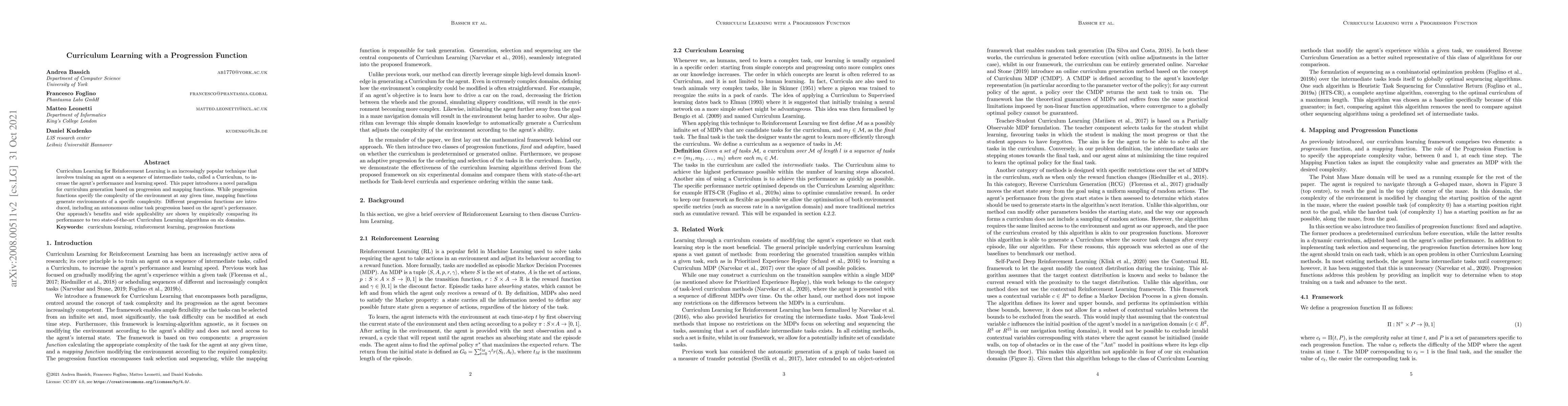 Thumbnail for Curriculum Learning with a Progression Function