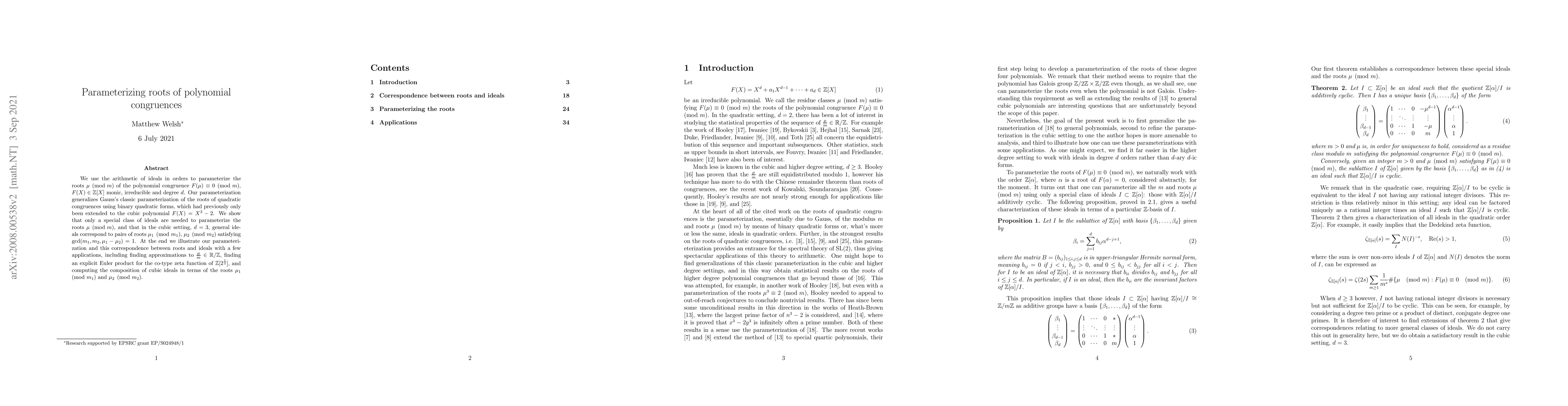 Thumbnail for Parameterizing roots of polynomial congruences