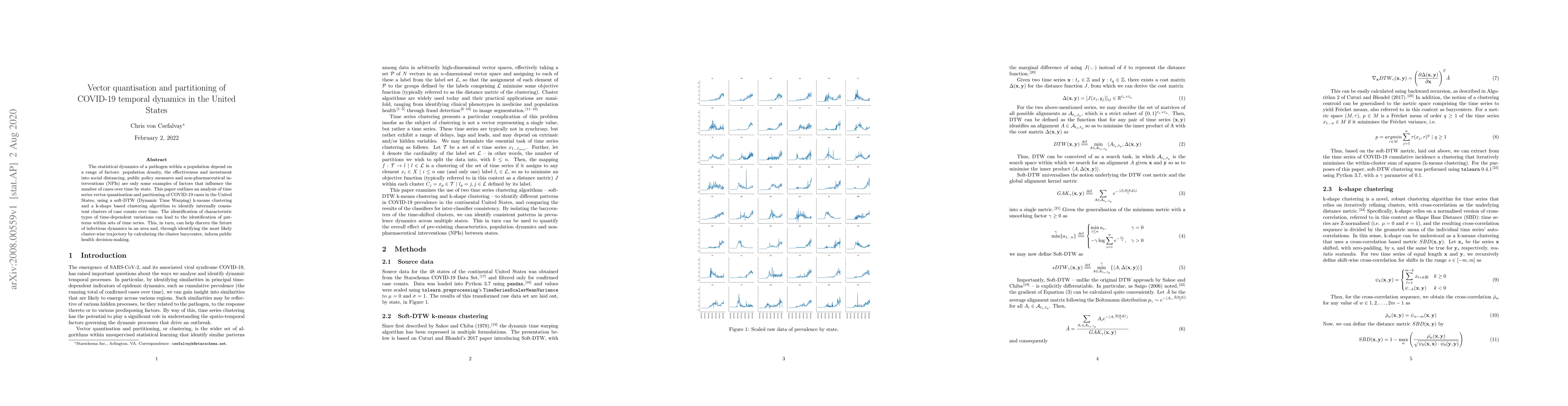 Thumbnail for Vector quantisation and partitioning of COVID-19 temporal dynamics in
  the United States