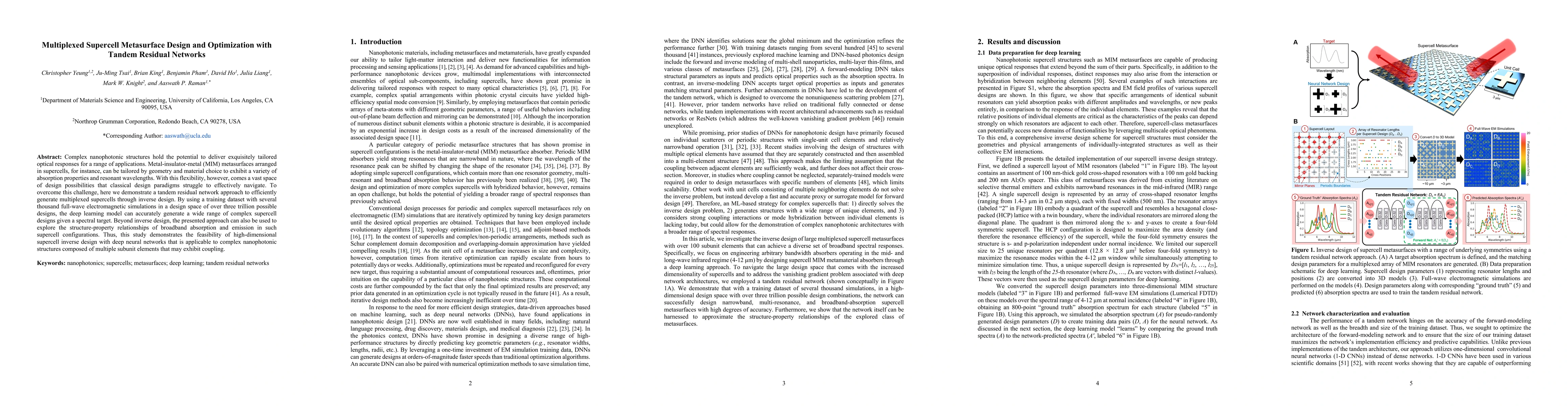 Thumbnail for Multiplexed Supercell Metasurface Design and Optimization with Tandem
  Residual Networks