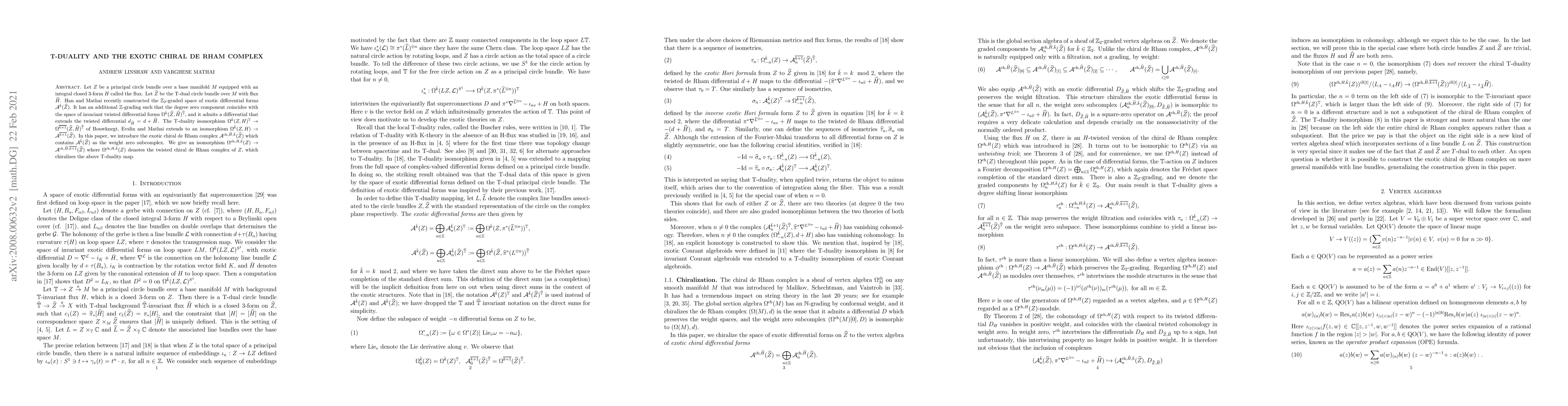 Thumbnail for T-duality and the exotic chiral de Rham complex
