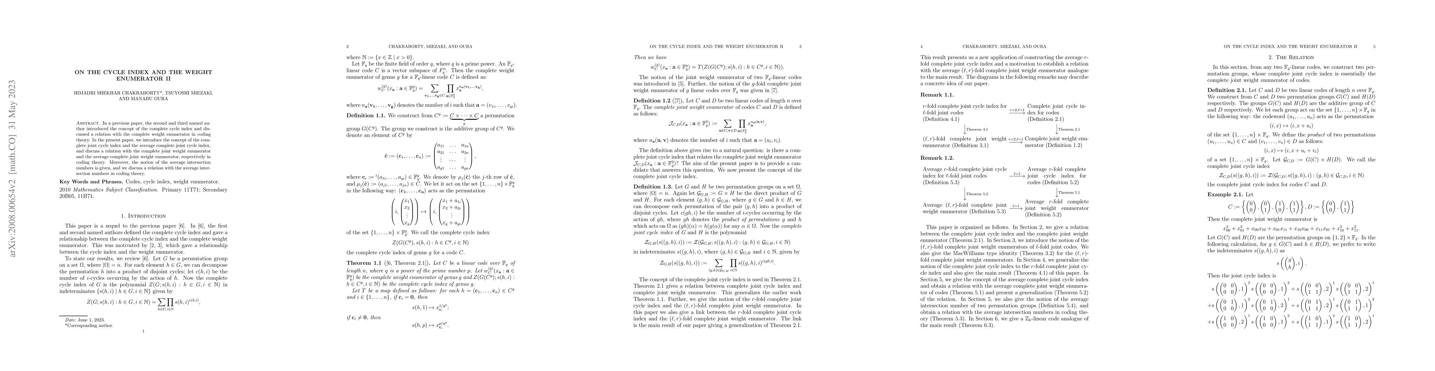 Thumbnail for On the cycle index and the weight enumerator II