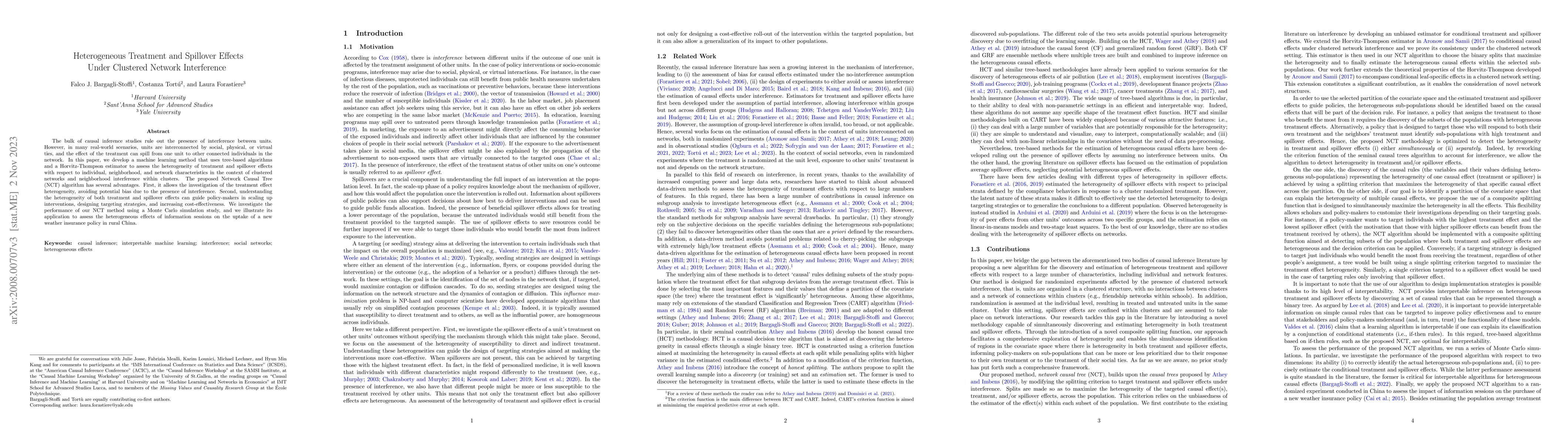 Thumbnail for Heterogeneous Treatment and Spillover Effects under Clustered Network
  Interference