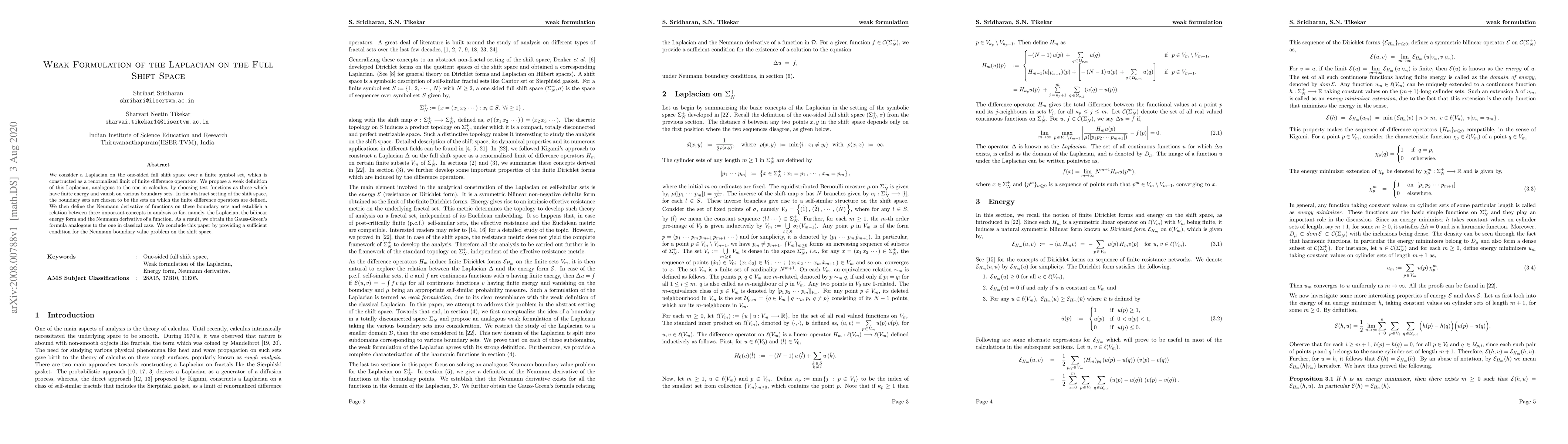 Thumbnail for Weak Formulation of the Laplacian on the Full Shift Space