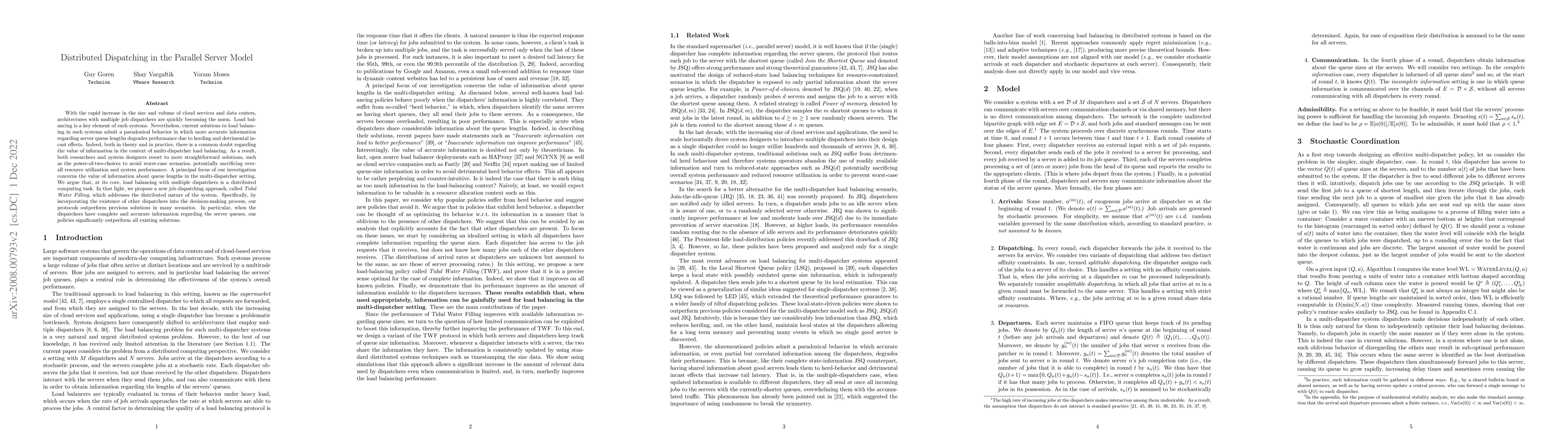 Thumbnail for Distributed Dispatching in the Parallel Server Model