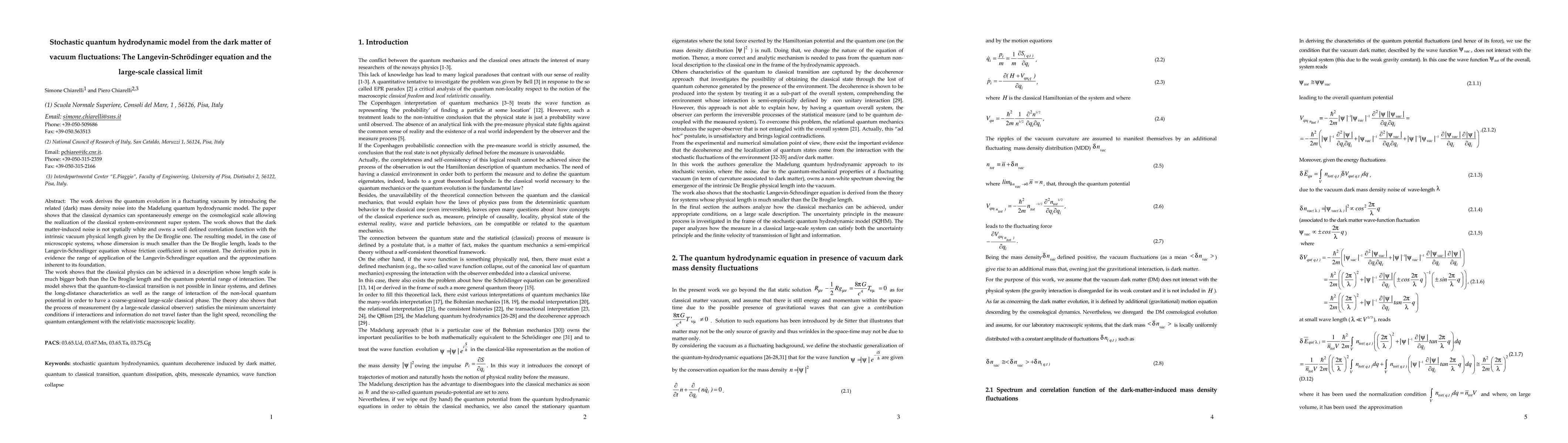 Thumbnail for Stochastic quantum hydrodynamic model from the dark matter of vacuum
  fluctuations: The Langevin-Schr\"odinger equation and the large-scale
  classical limit