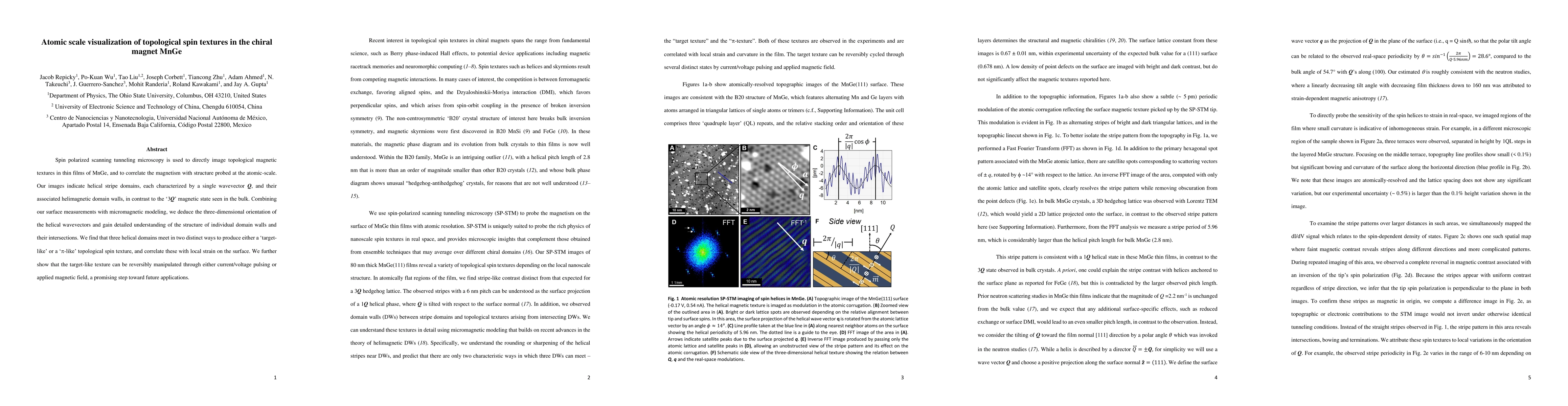 Thumbnail for Atomic scale visualization of topological spin textures in the chiral
  magnet MnGe