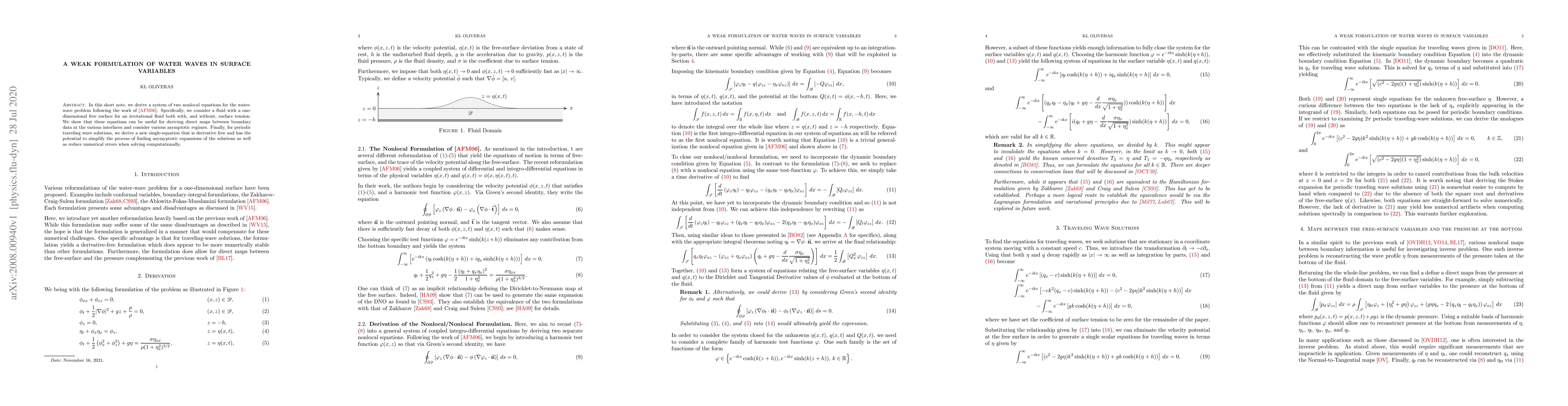 Thumbnail for A Weak Formulation of Water Waves in Surface Variables