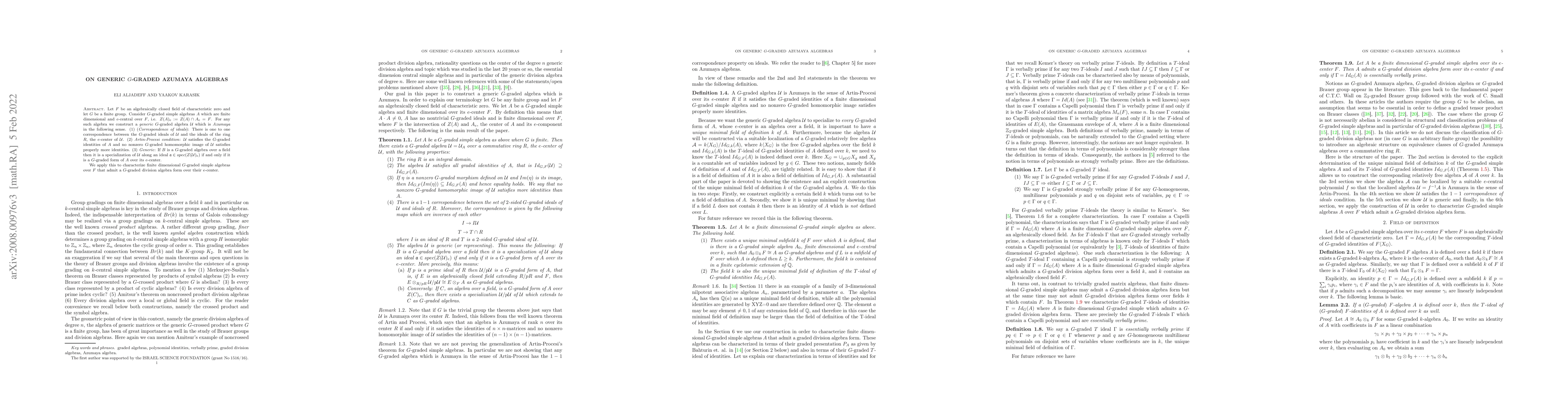 Thumbnail for On generic $G$-graded Azumaya algebras