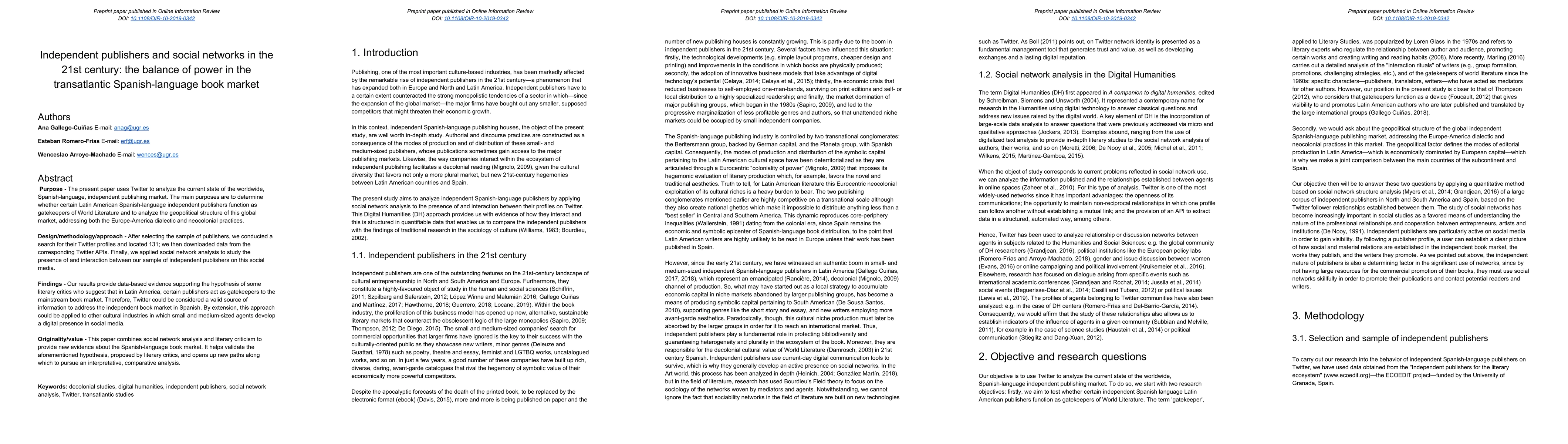 Thumbnail for Independent publishers and social networks in the 21st century: the
  balance of power in the transatlantic Spanish-language book market