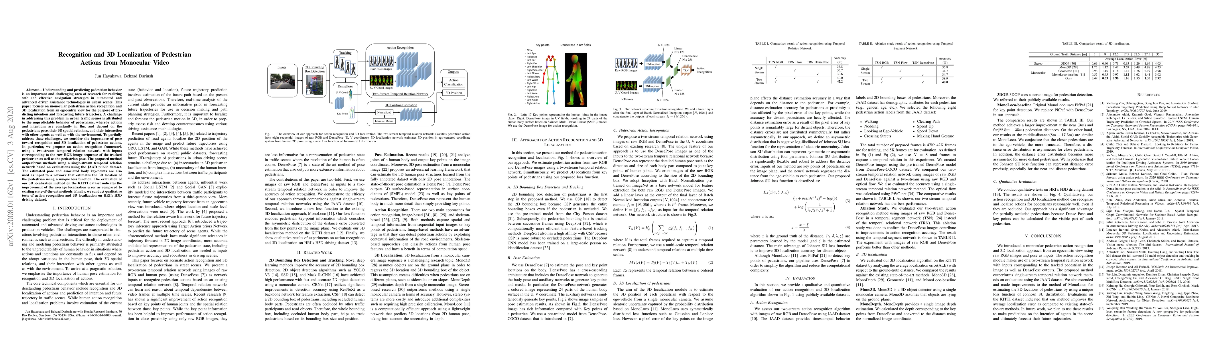 Thumbnail for Recognition and 3D Localization of Pedestrian Actions from Monocular
  Video