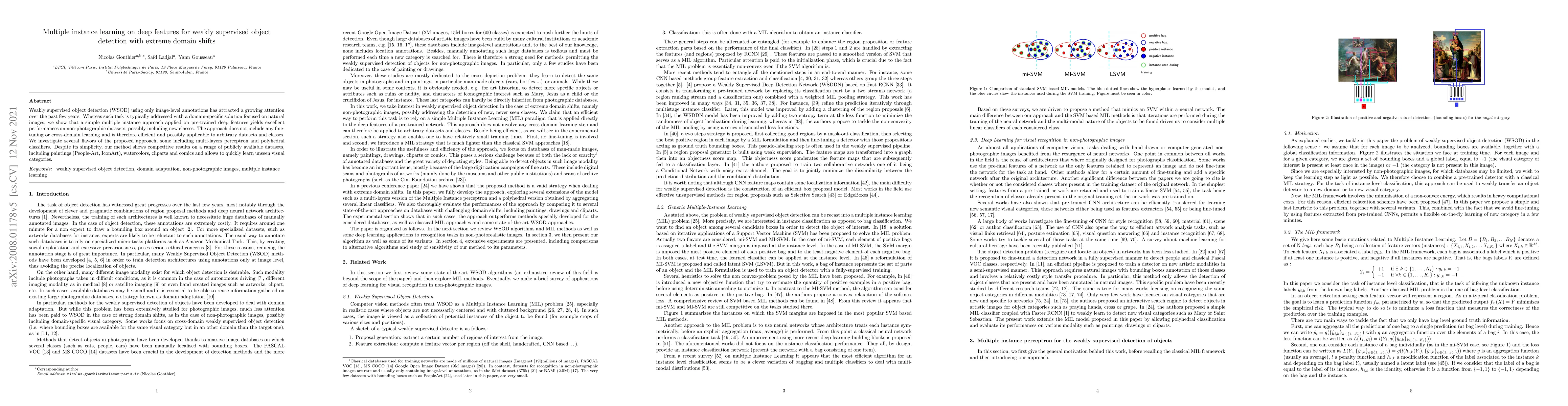 Thumbnail for Multiple instance learning on deep features for weakly supervised object
  detection with extreme domain shifts