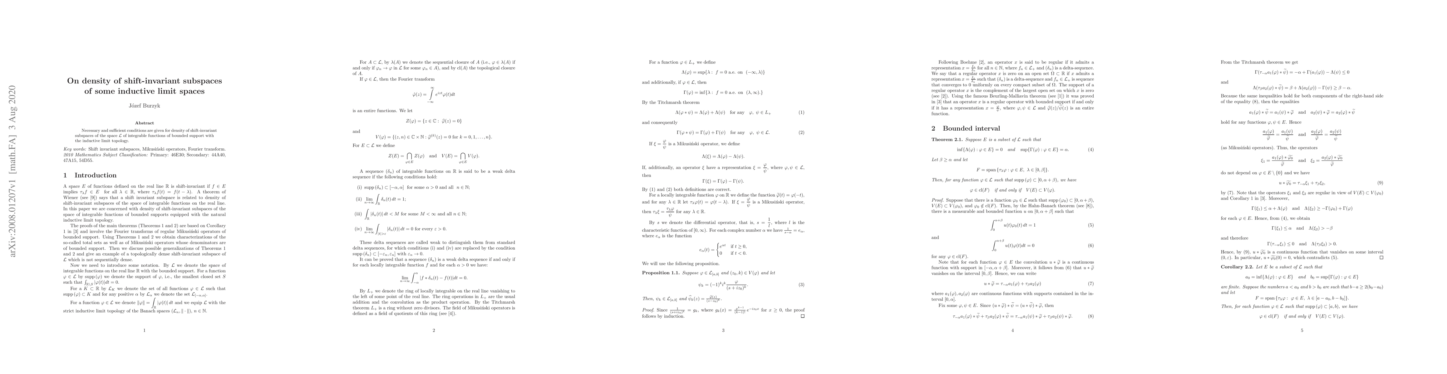 Thumbnail for On density of shift-invariant subspaces of some inductive limit spaces