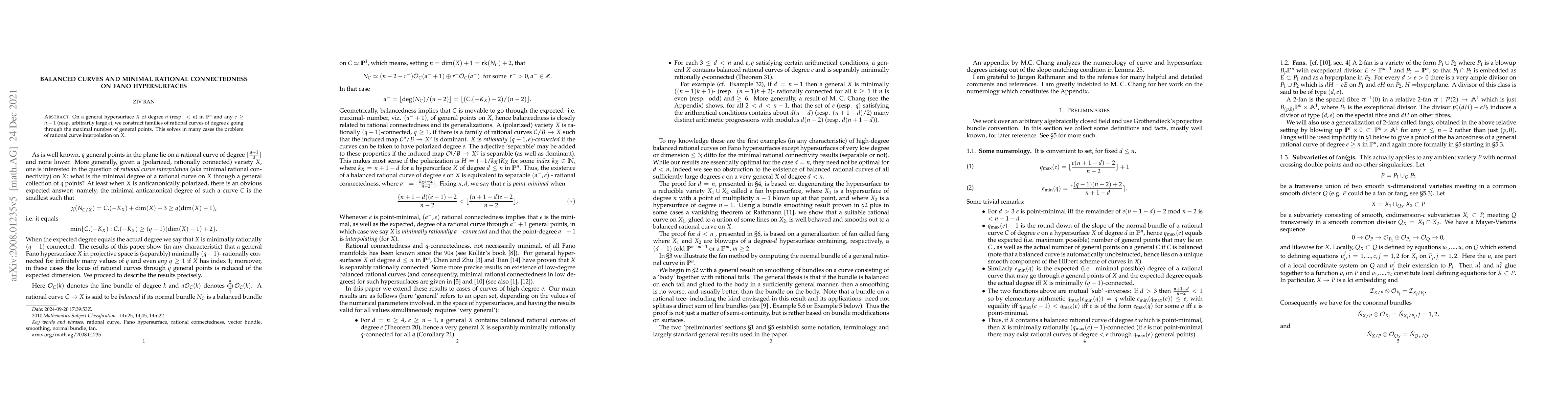 Thumbnail for Balanced rational curves and minimal rational connectedness of Fano
  hypersurfaces