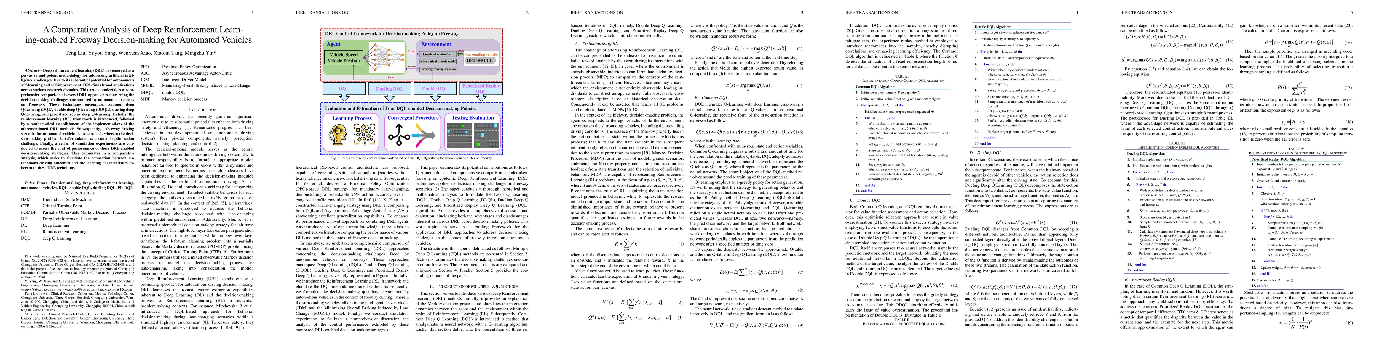 Thumbnail for A Comparative Analysis of Deep Reinforcement Learning-enabled Freeway
  Decision-making for Automated Vehicles