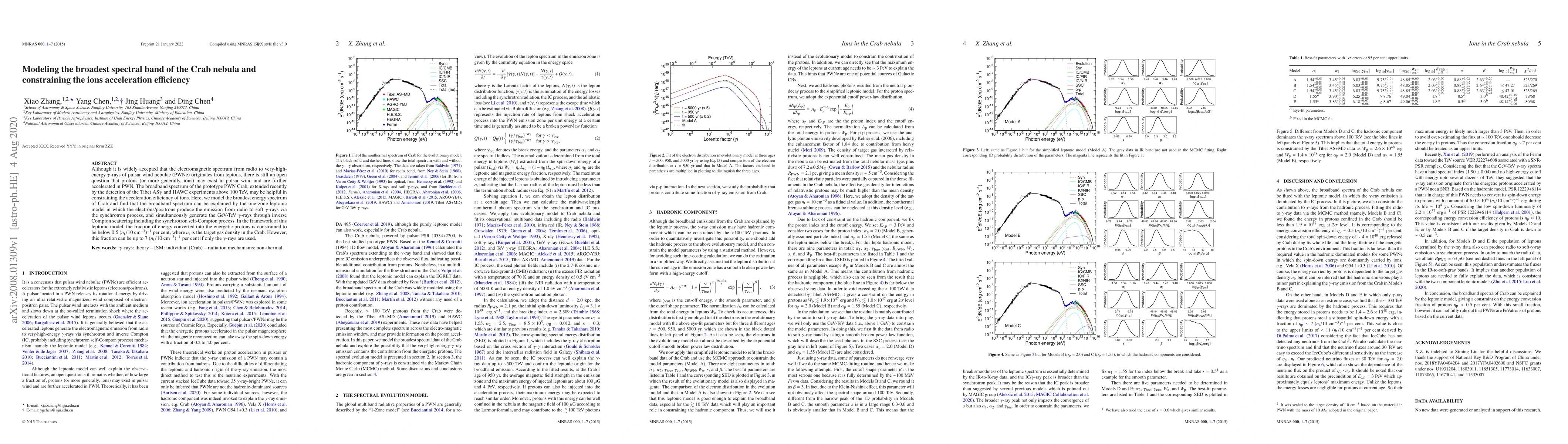 Thumbnail for Modeling the broadest spectral band of the Crab nebula and constraining
  the ions acceleration efficiency