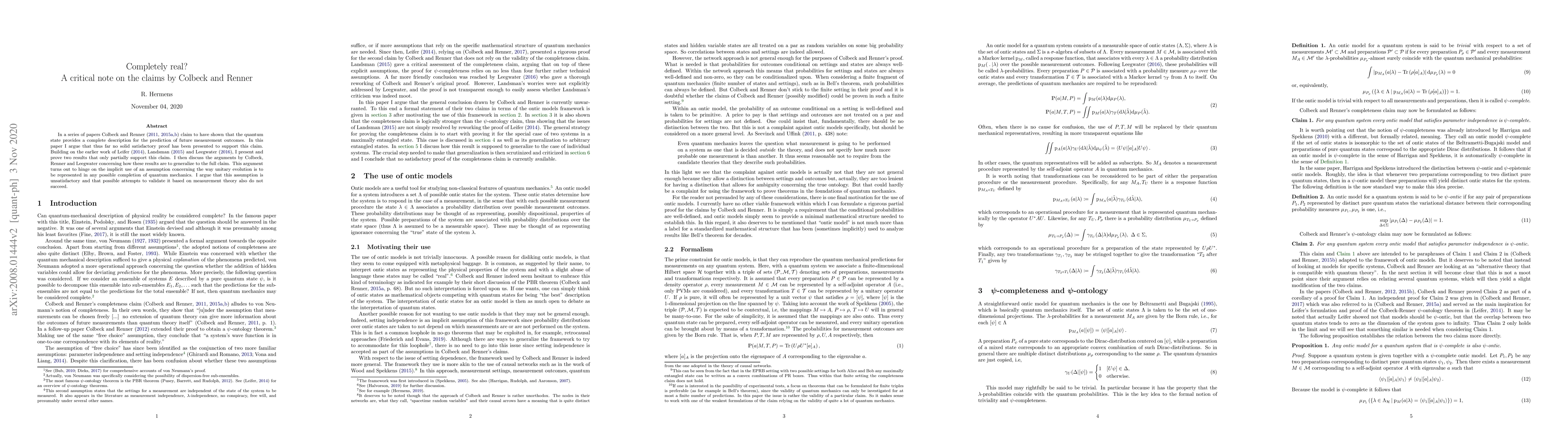 Thumbnail for Completely real? A critical note on the claims by Colbeck and Renner