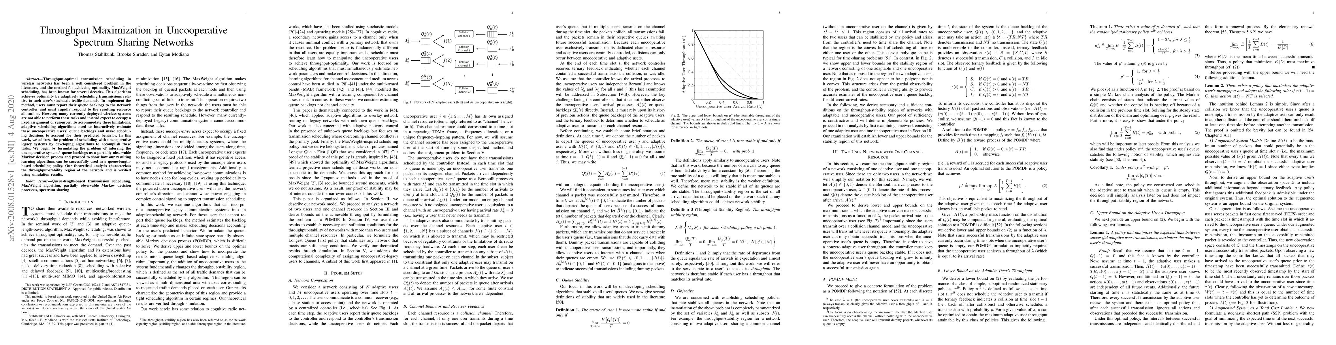 Thumbnail for Throughput Maximization in Uncooperative Spectrum Sharing Networks