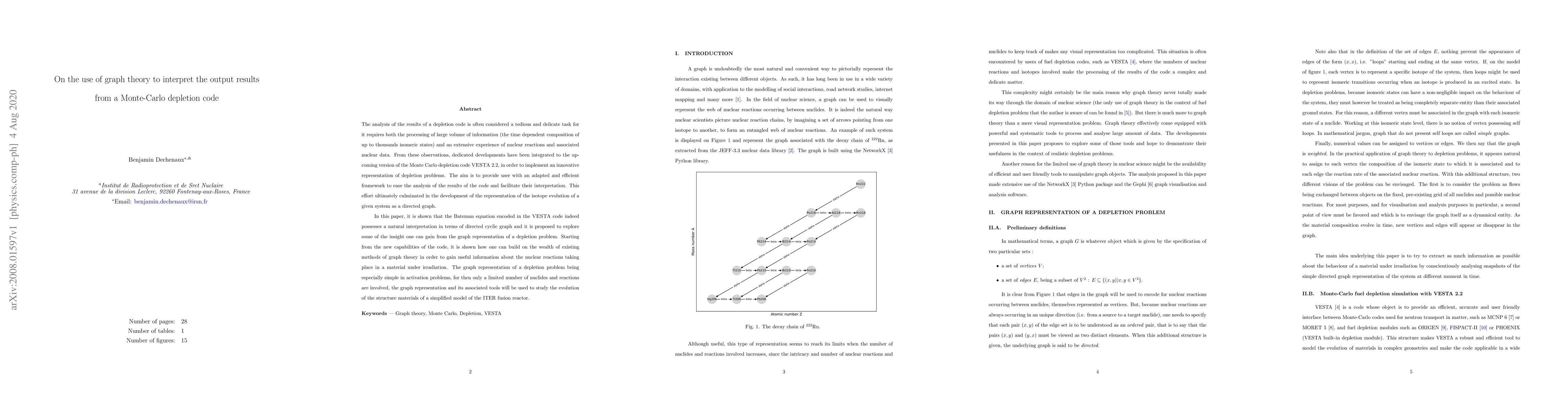 Thumbnail for On the use of graph theory to interpret the output results from a
  Monte-Carlo depletion code