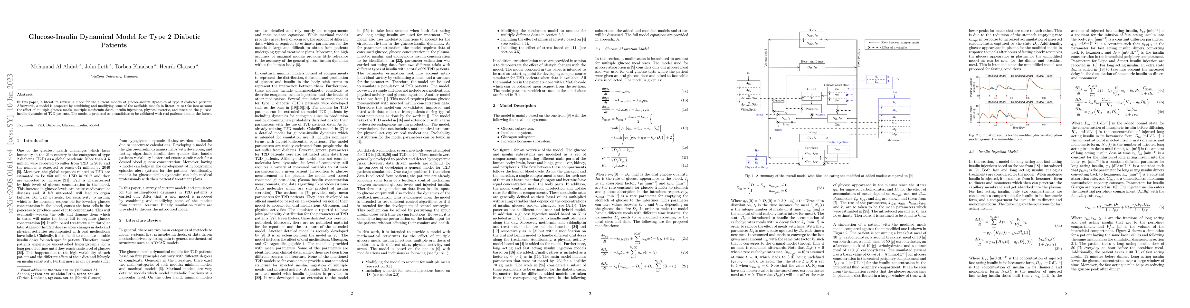 Thumbnail for Glucose-insulin mathematical model for the combined effect of
  medications and life style of Type 2 diabetic patients
