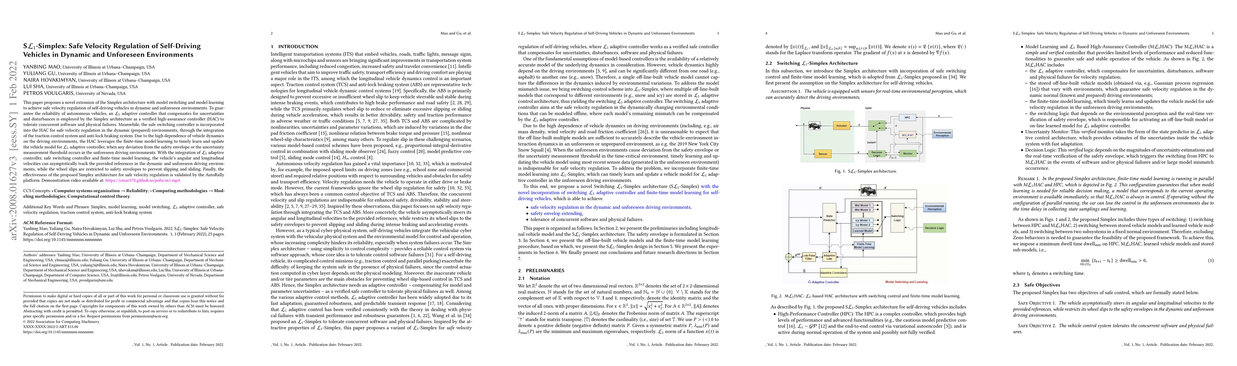 Thumbnail for SL1-Simplex: Safe Velocity Regulation of Self-Driving Vehicles in
  Dynamic and Unforeseen Environments