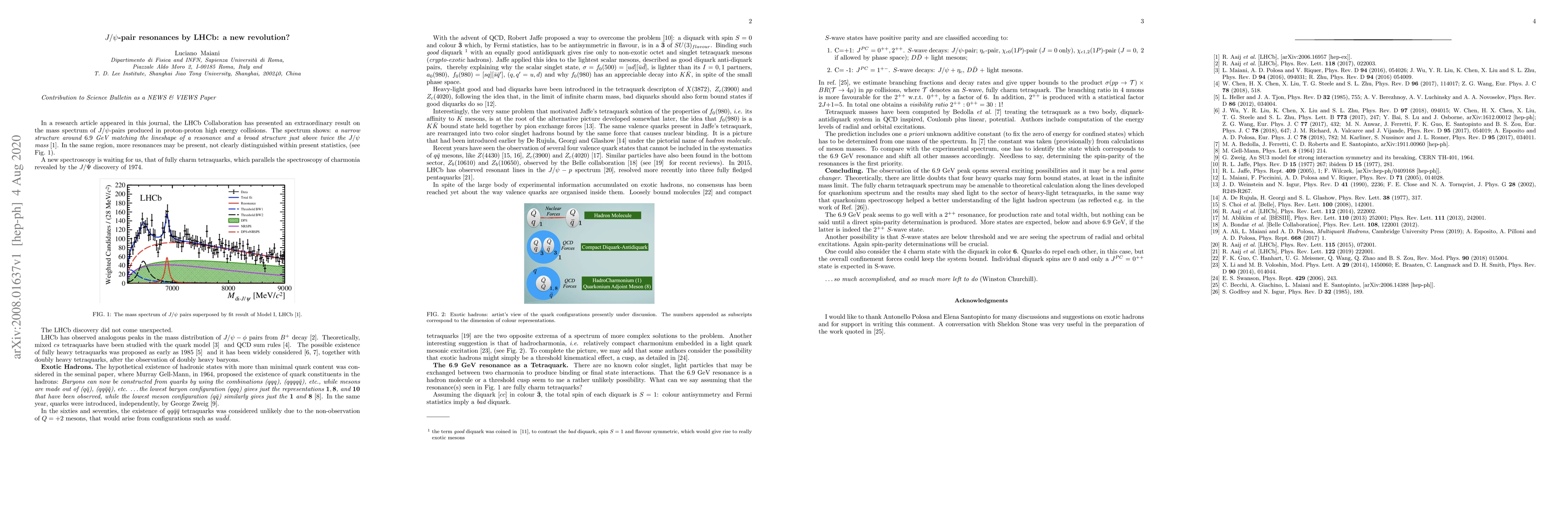 Thumbnail for J/\psi-pair resonances by LHCb: a new revolution?