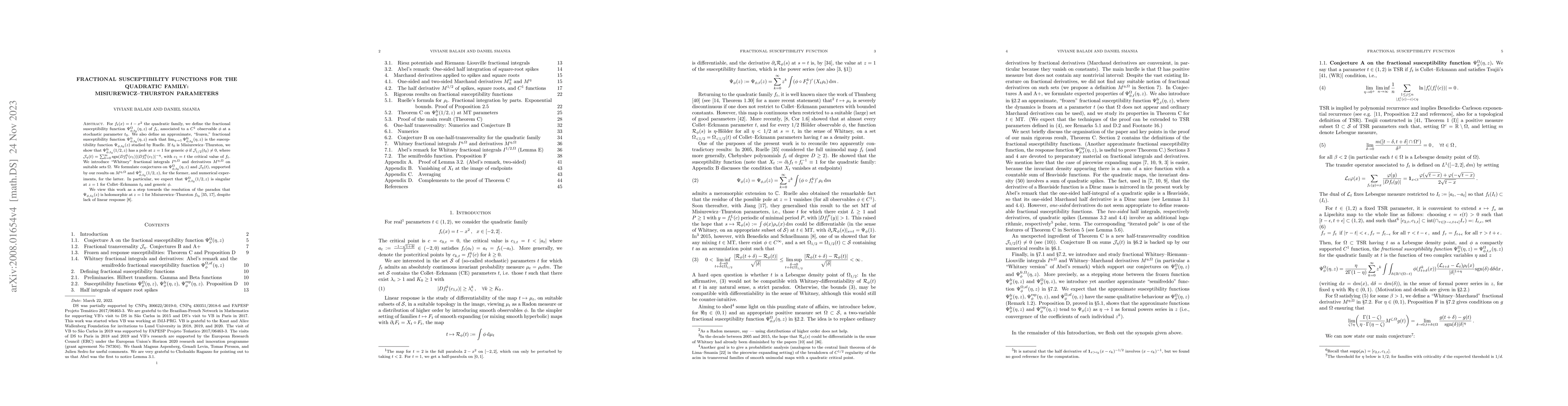 Thumbnail for Fractional susceptibility functions for the quadratic family:
  Misiurewicz-Thurston parameters