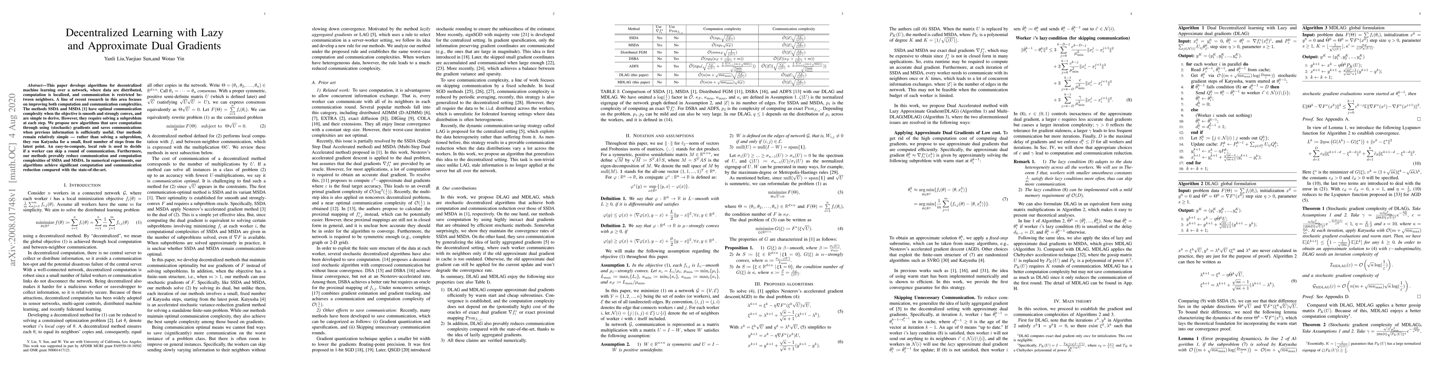 Thumbnail for Decentralized Learning with Lazy and Approximate Dual Gradients