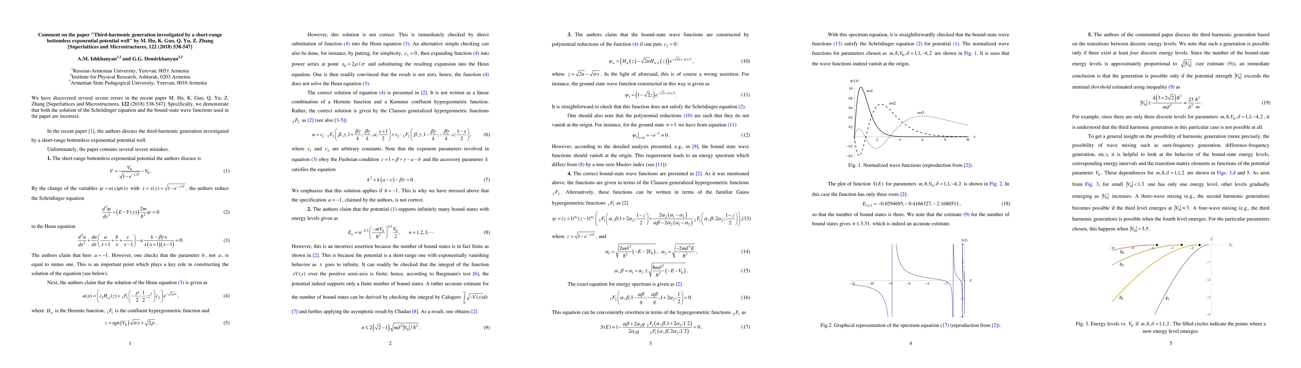 Thumbnail for Comment on the paper "Third-harmonic generation investigated by a
  short-range bottomless exponential potential well" by M. Hu, K. Guo, Q. Yu,
  Z. Zhang [Superlattices and Microstructures, 122 (2018) 538-547]