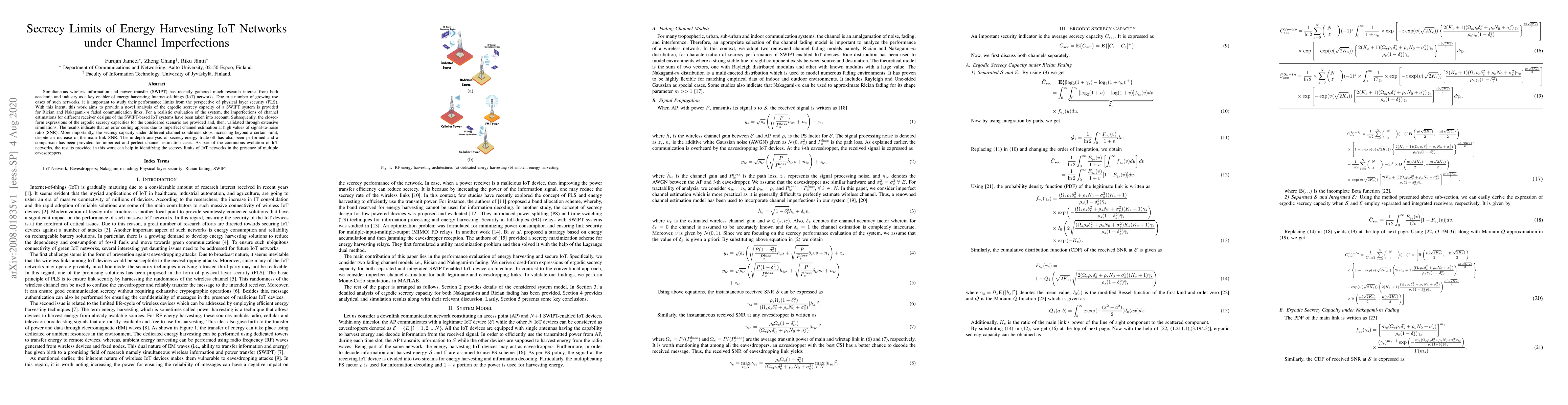 Thumbnail for Secrecy Limits of Energy Harvesting IoT Networks under Channel
  Imperfections